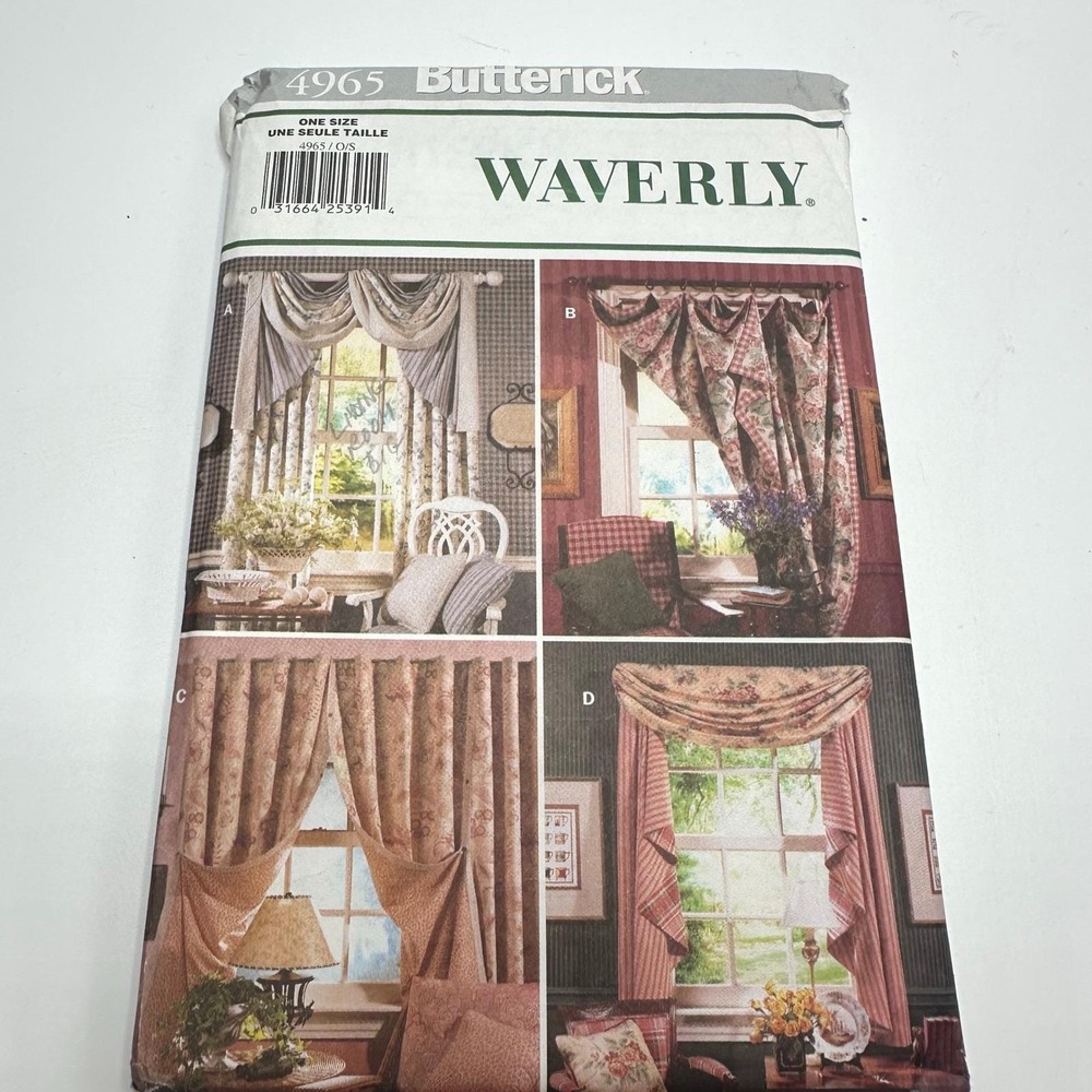 Butterick Window Treatments Sewing Pattern OS Waverly Uncut Factory Folded